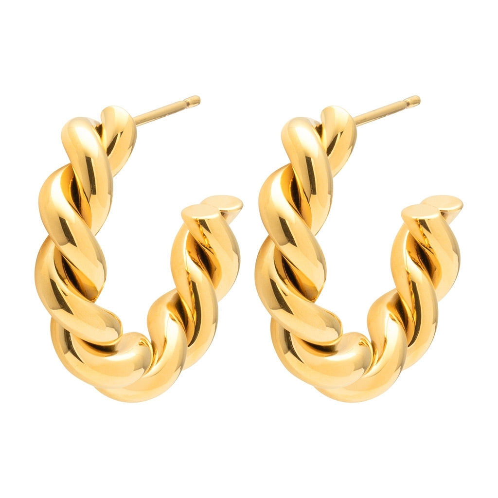 LULU Copenhagen Chunky Twisted Hoops paar - vergoldet Hoops Vergoldet