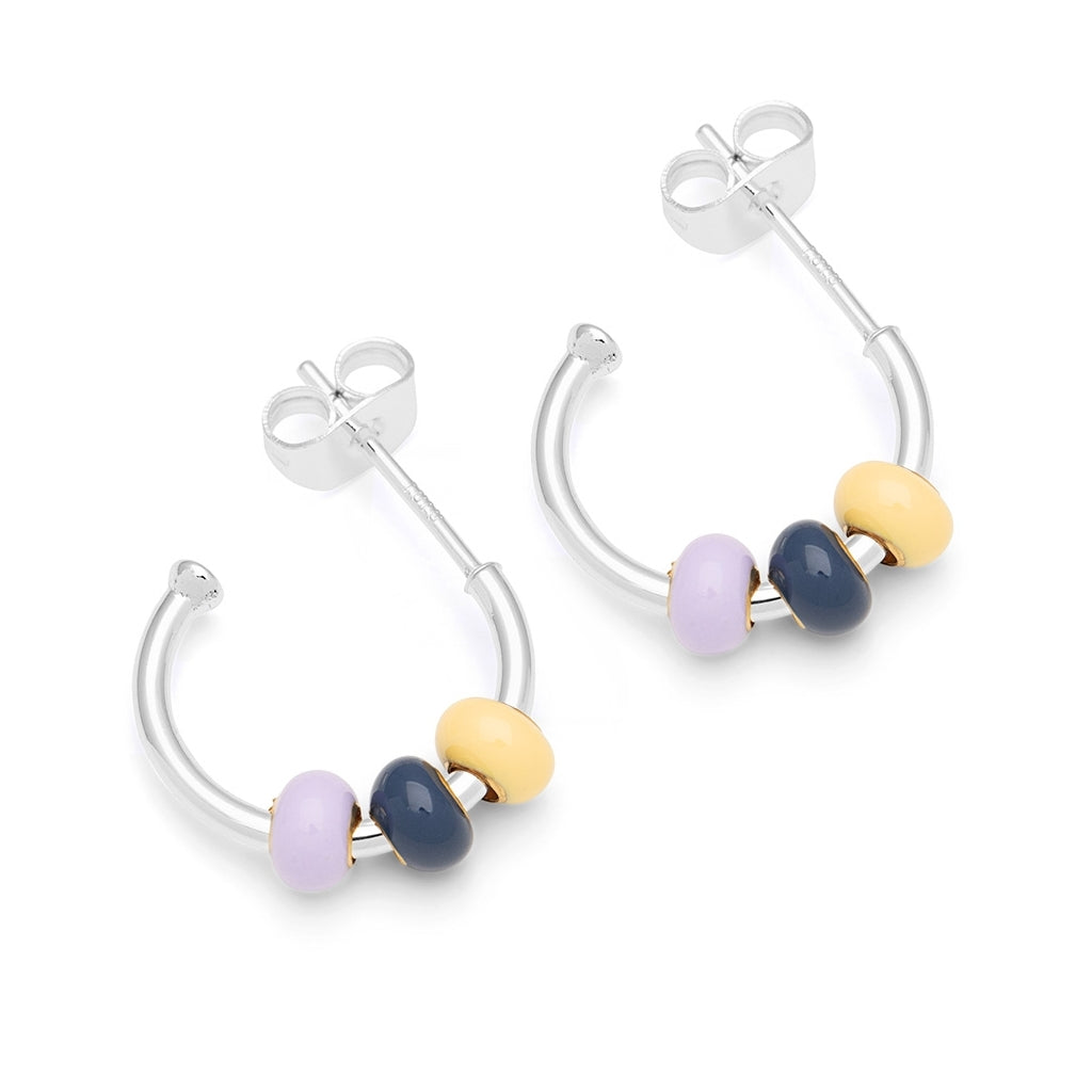 LULU Copenhagen Color Ball 3 Hoops paar - Versilbert Hoops Memories