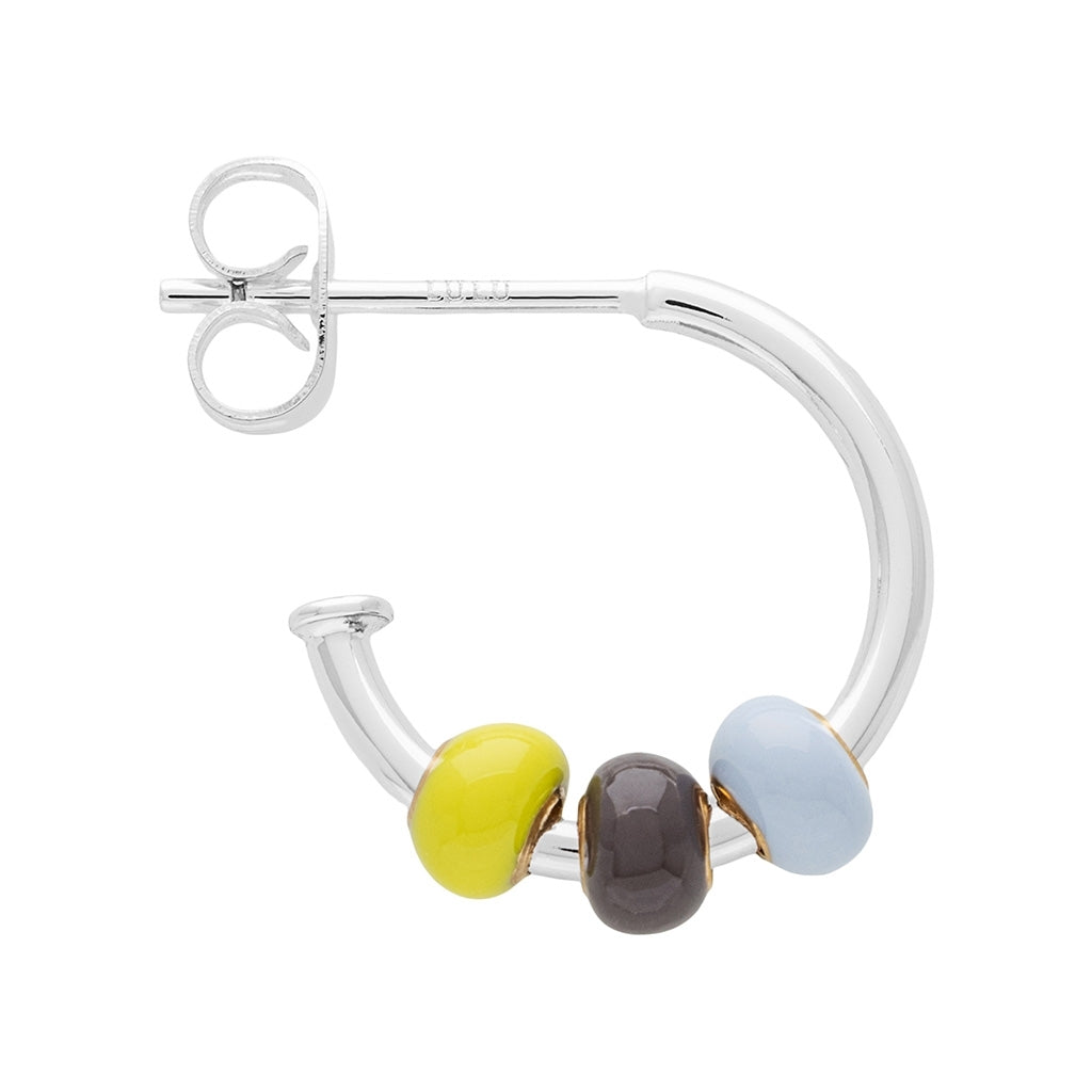 LULU Copenhagen Color Ball 3 Hoops paar - Versilbert Hoops Poetry