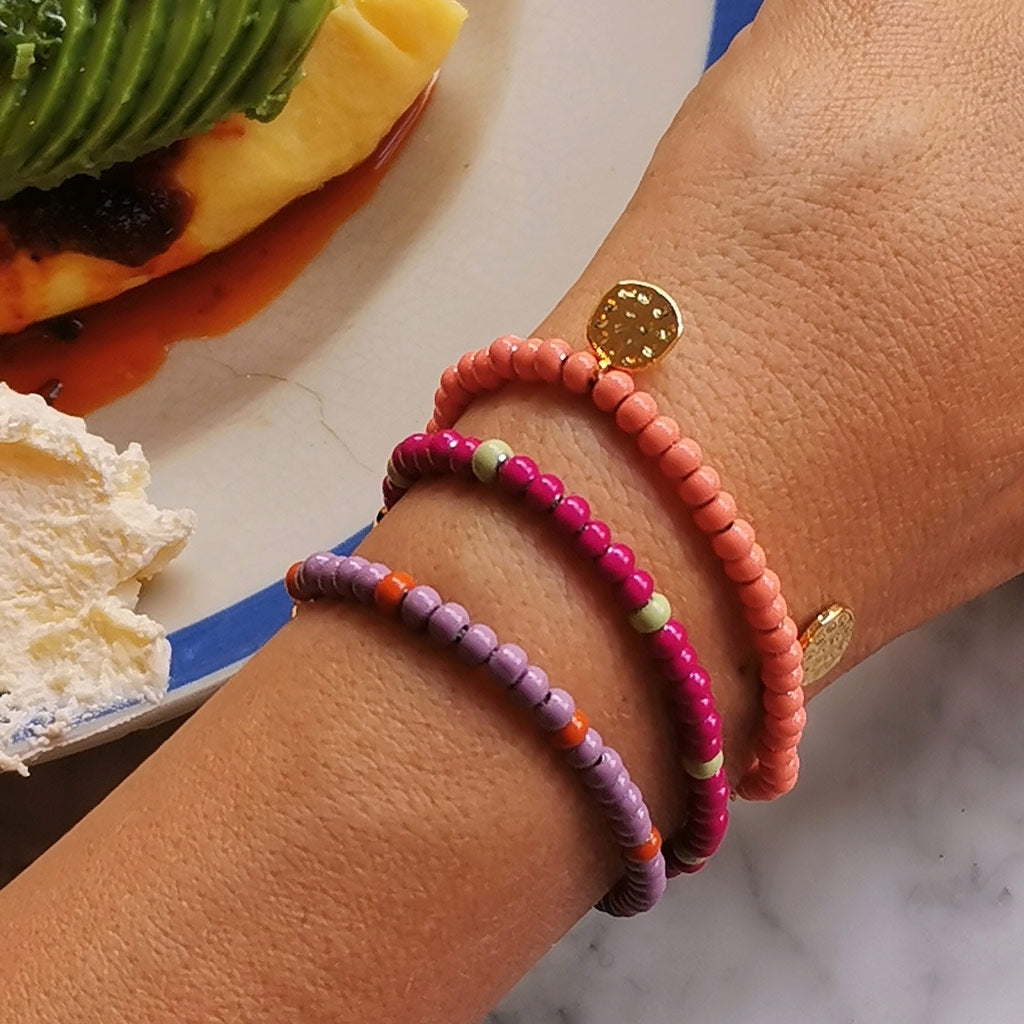 LULU Copenhagen Color Ball Armband Bracelets Plum/Silk Light Green