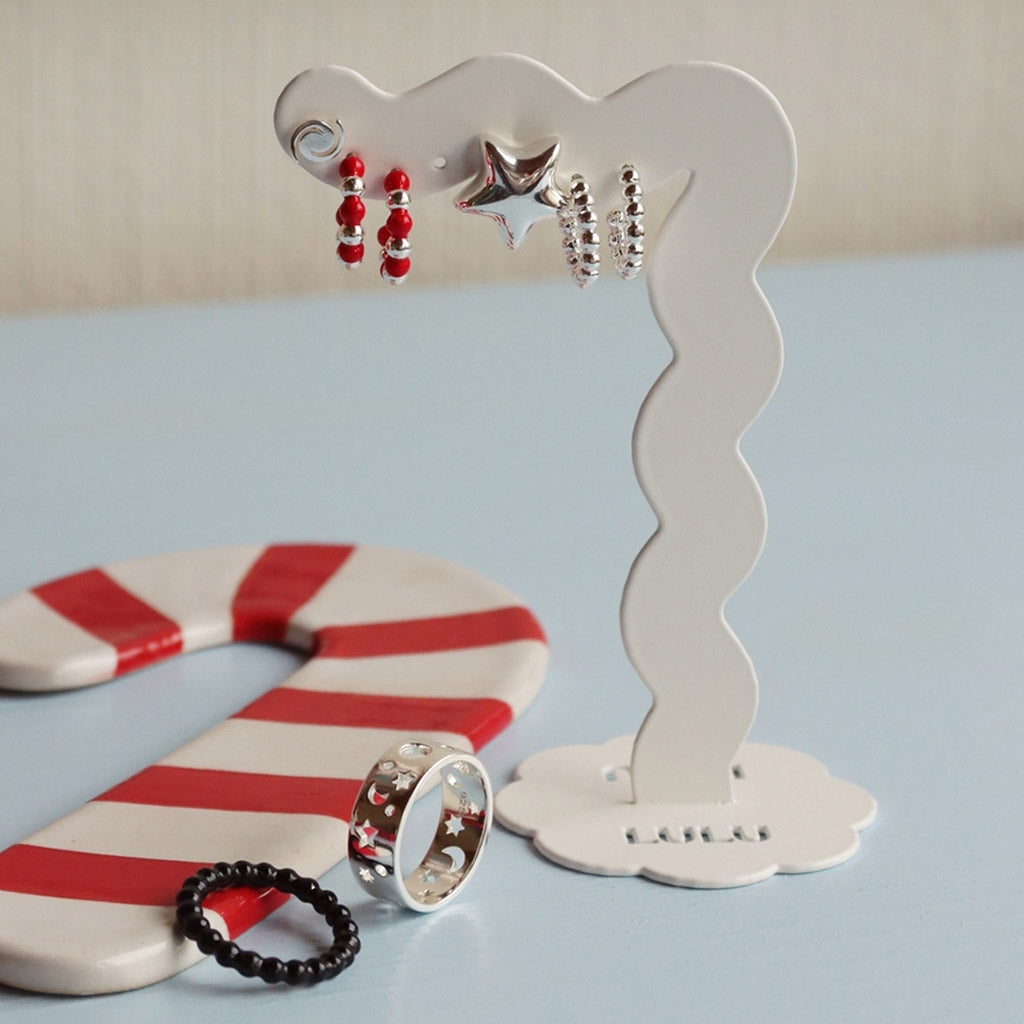 LULU Copenhagen Color Ball Beads Hoops paar Hoops Silver Plated/Passion Red