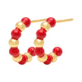 Color Ball Beads Hoops paar - Gold Plated/Passion Red