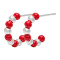 Color Ball Beads Hoops paar - Silver Plated/Passion Red