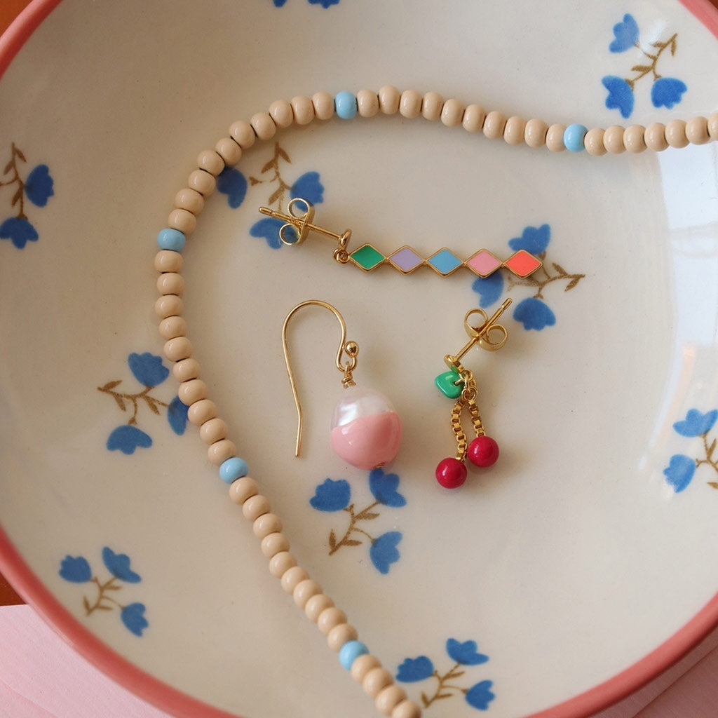 LULU Copenhagen Color Ball Halskette kurze Necklaces Buttercream/Light Blue