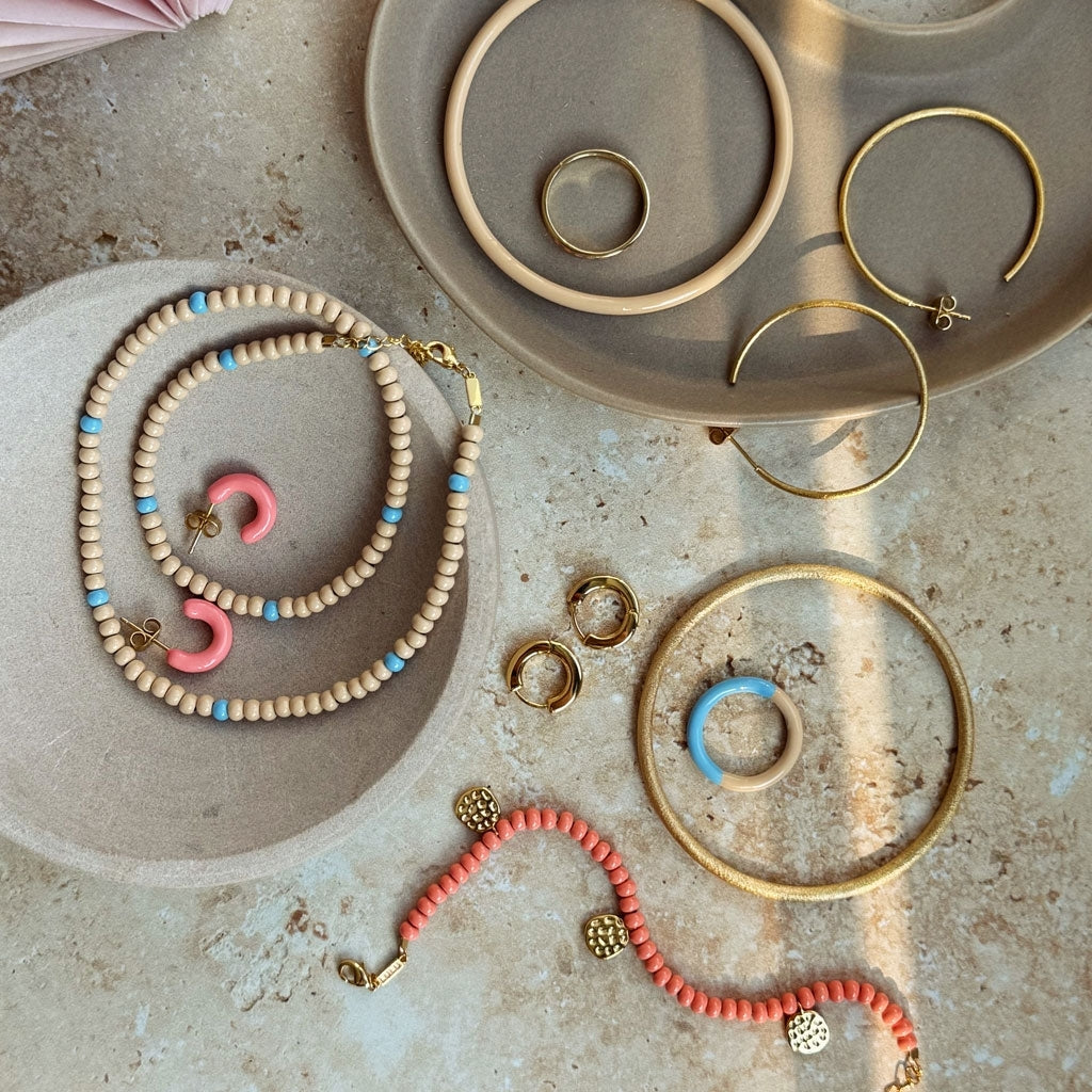 LULU Copenhagen Color Ball Halskette kurze Necklaces Buttercream/Light Blue