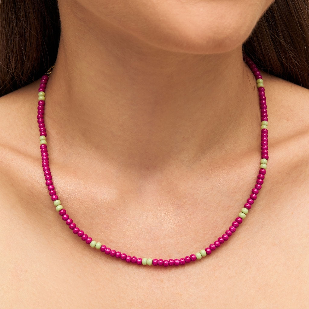 LULU Copenhagen Color Ball Halskette kurze Necklaces Plum/Silk Light Green