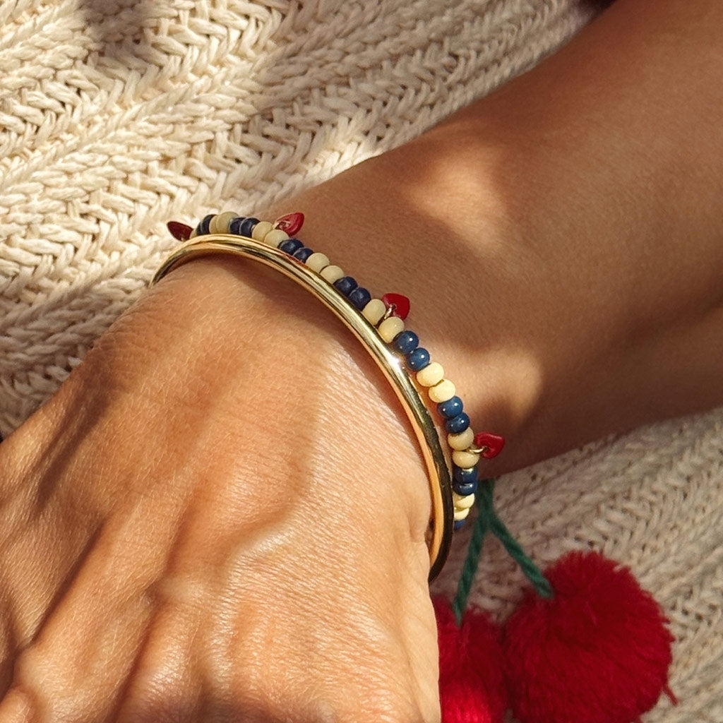 LULU Copenhagen Color Ball Heart Armband Bracelets Soft Yellow/Retro Dark Blue