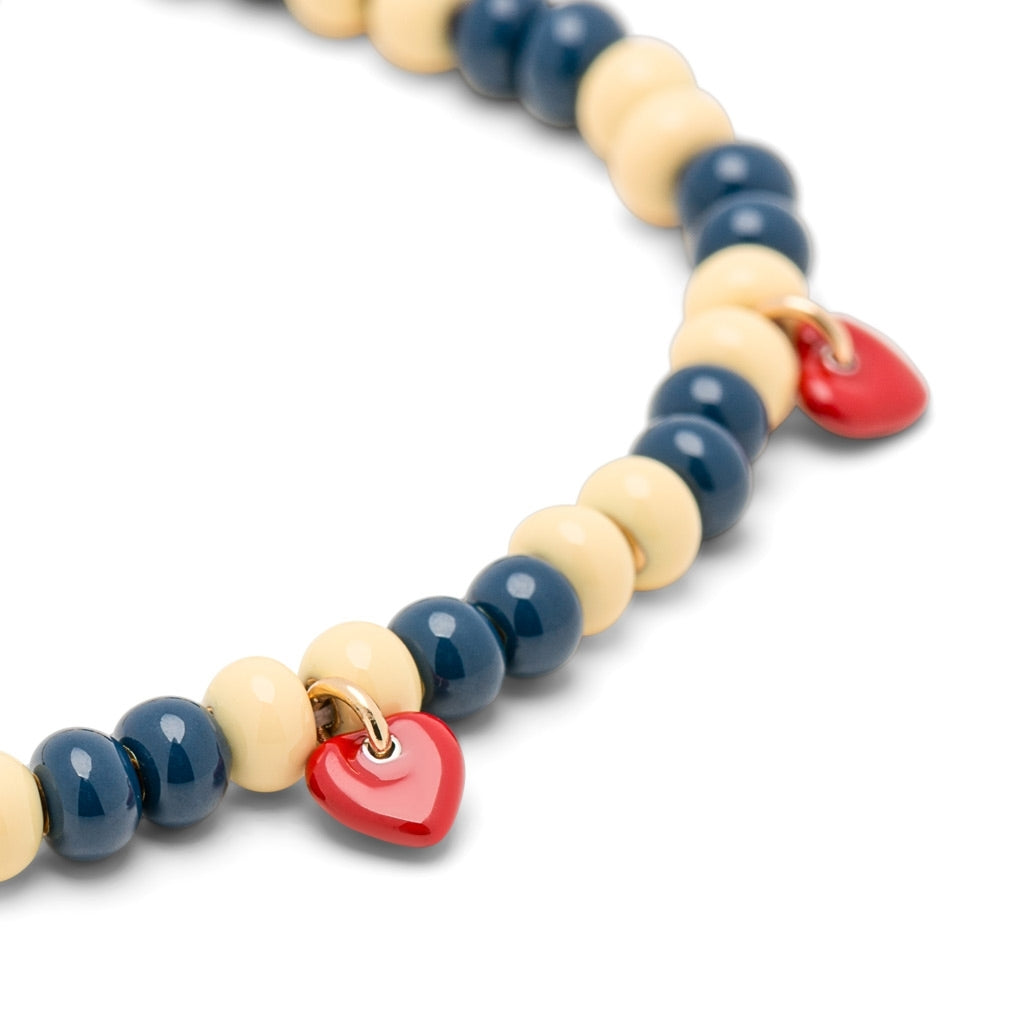 LULU Copenhagen Color Ball Heart Armband Bracelets Soft Yellow/Retro Dark Blue
