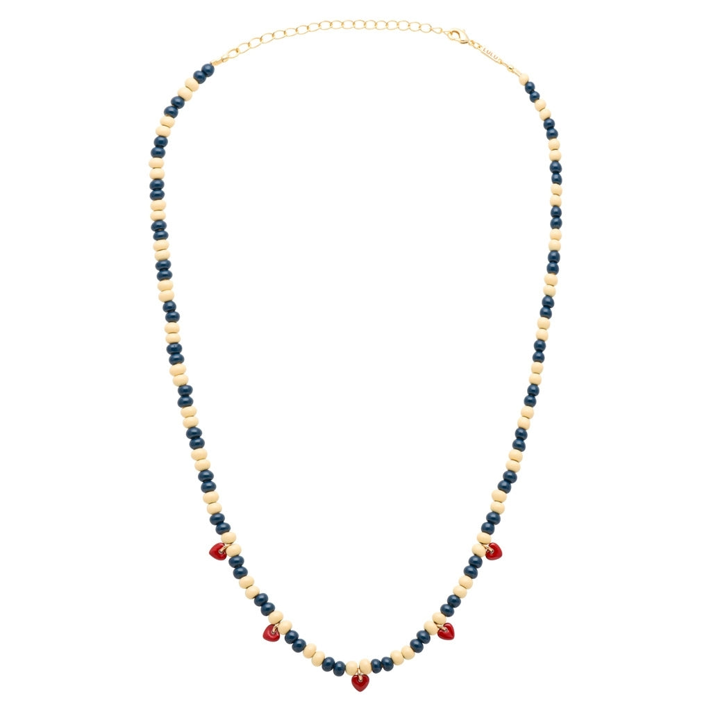 LULU Copenhagen Color Ball Heart Halskette Necklaces Soft Yellow/Retro Dark Blue