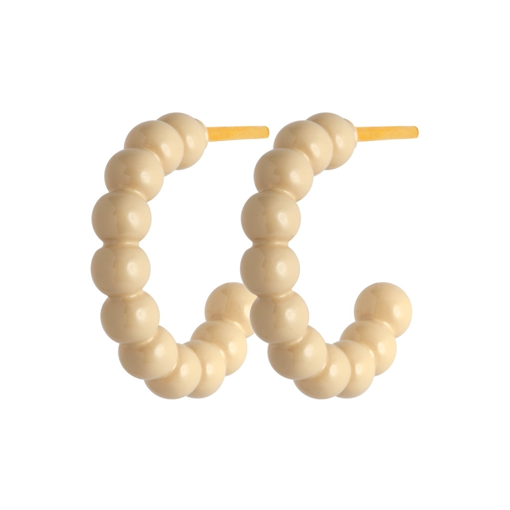 LULU Copenhagen Color Ball Hoops - Kleine Paar Hoops Buttercream