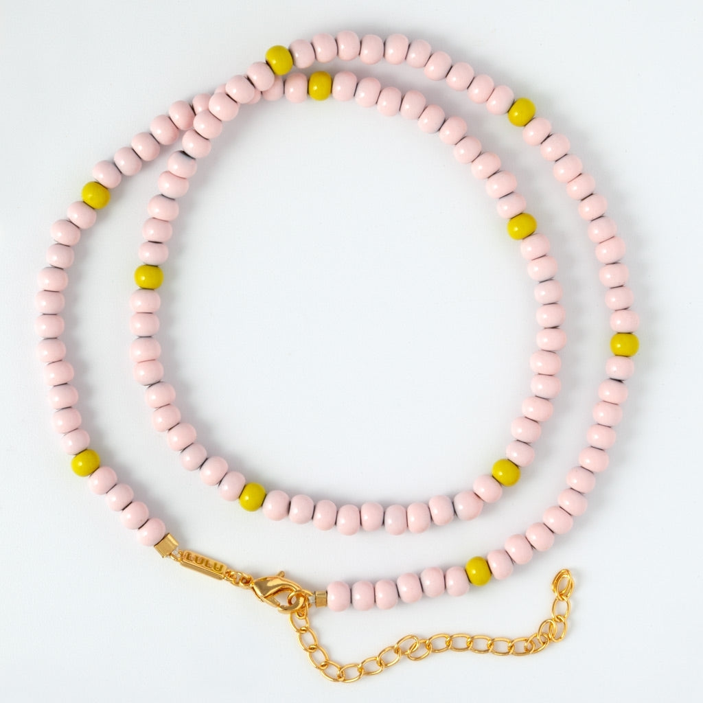 LULU Copenhagen Color Ball Halskette kurze Necklaces Silke Light Pink/ Lime