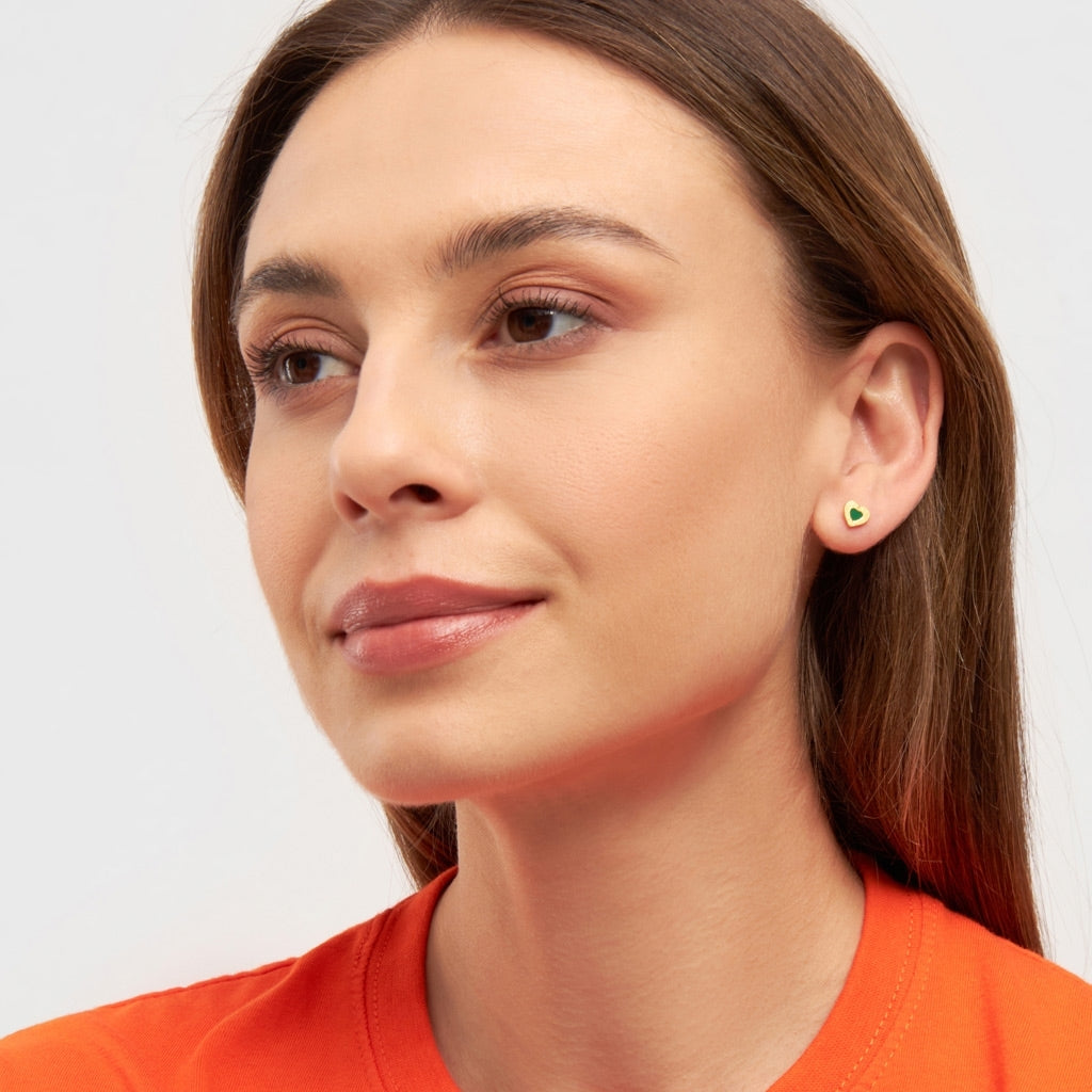 LULU Copenhagen Color Heart Ohrring 1 stück vergoldet Ear stud, 1 pcs Grün