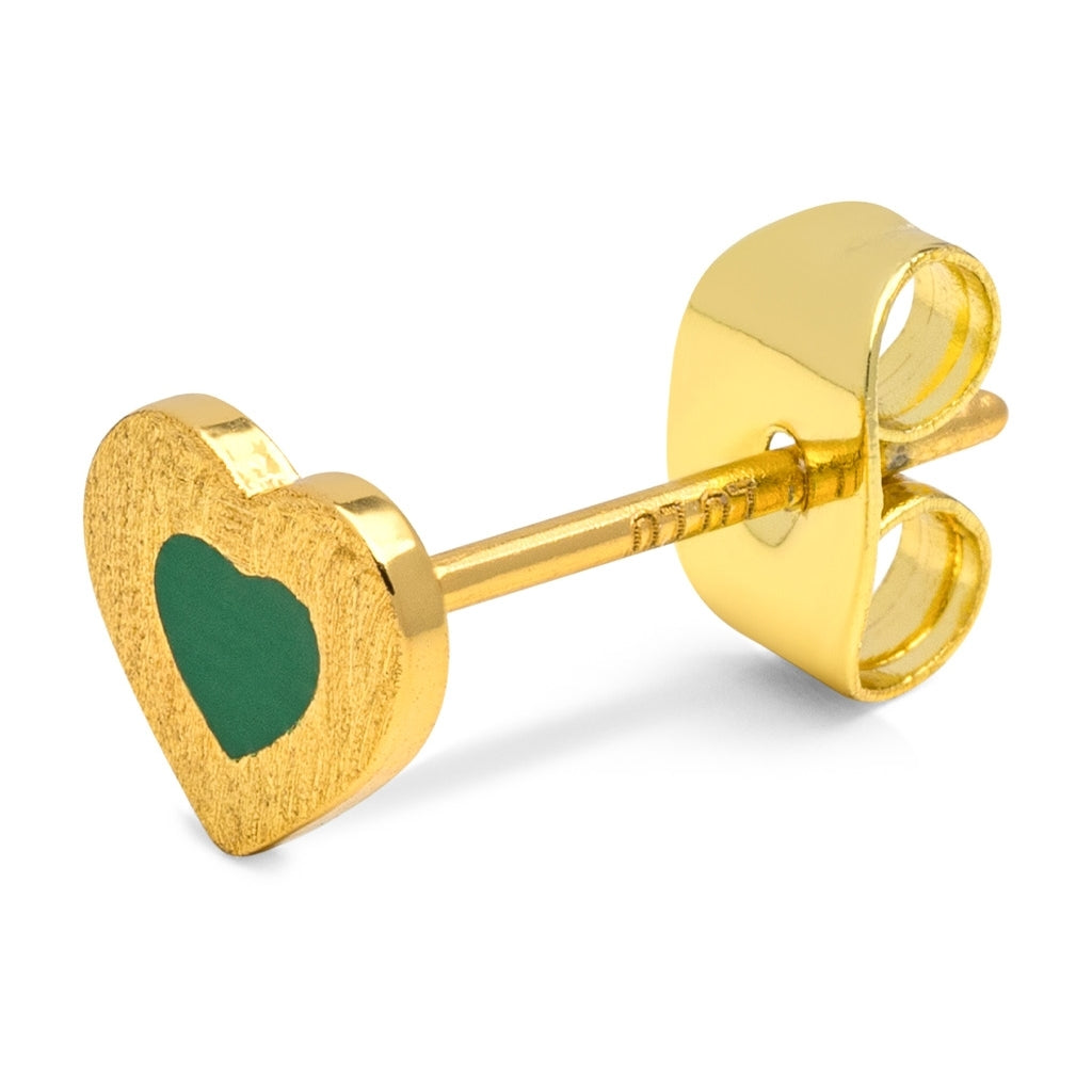 LULU Copenhagen Color Heart Ohrring 1 stück vergoldet Ear stud, 1 pcs Grün