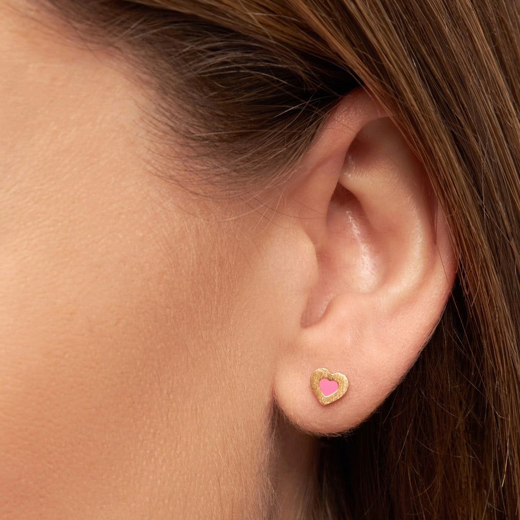 LULU Copenhagen Color Heart Ohrring 1 stück vergoldet Ear stud, 1 pcs Pink