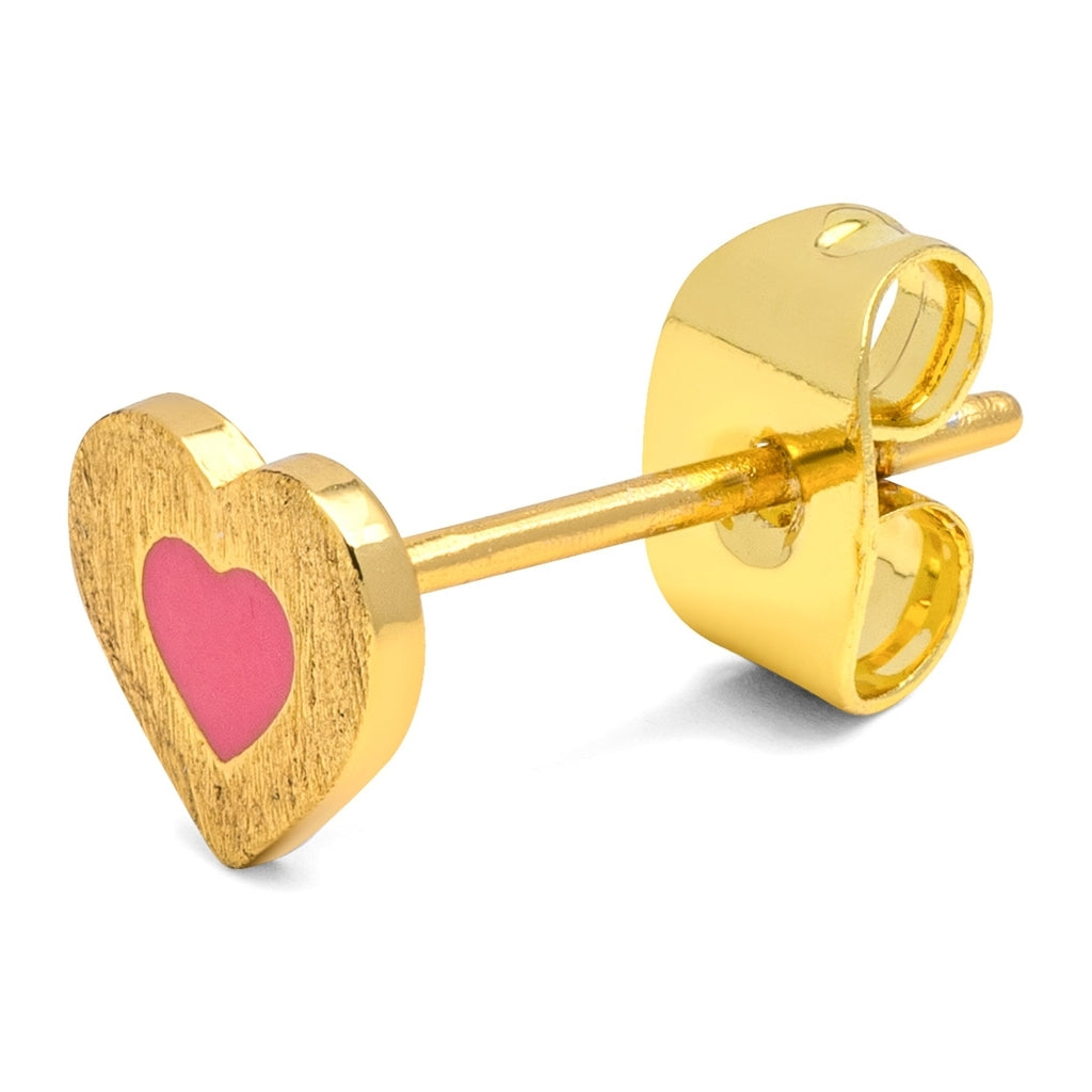 LULU Copenhagen Color Heart Ohrring 1 stück vergoldet Ear stud, 1 pcs Pink