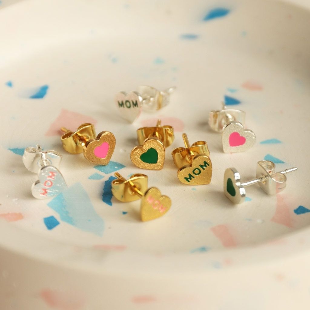 LULU Copenhagen Color Heart Ohrring 1 stück versilbert Ear stud, 1 pcs Pink