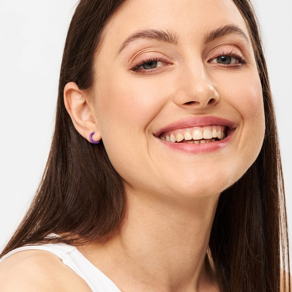 LULU Copenhagen Color Hoop 1 pcs - Box Ear stud, 1 pcs Deep Purple