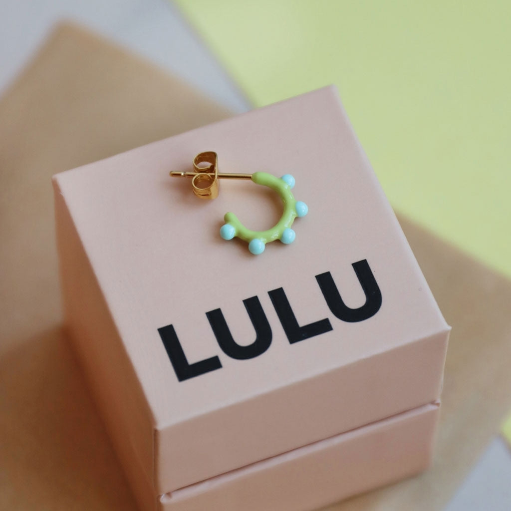 LULU Copenhagen Color Hoop Dot 1 stück Hoops Mint - Silk Light Green