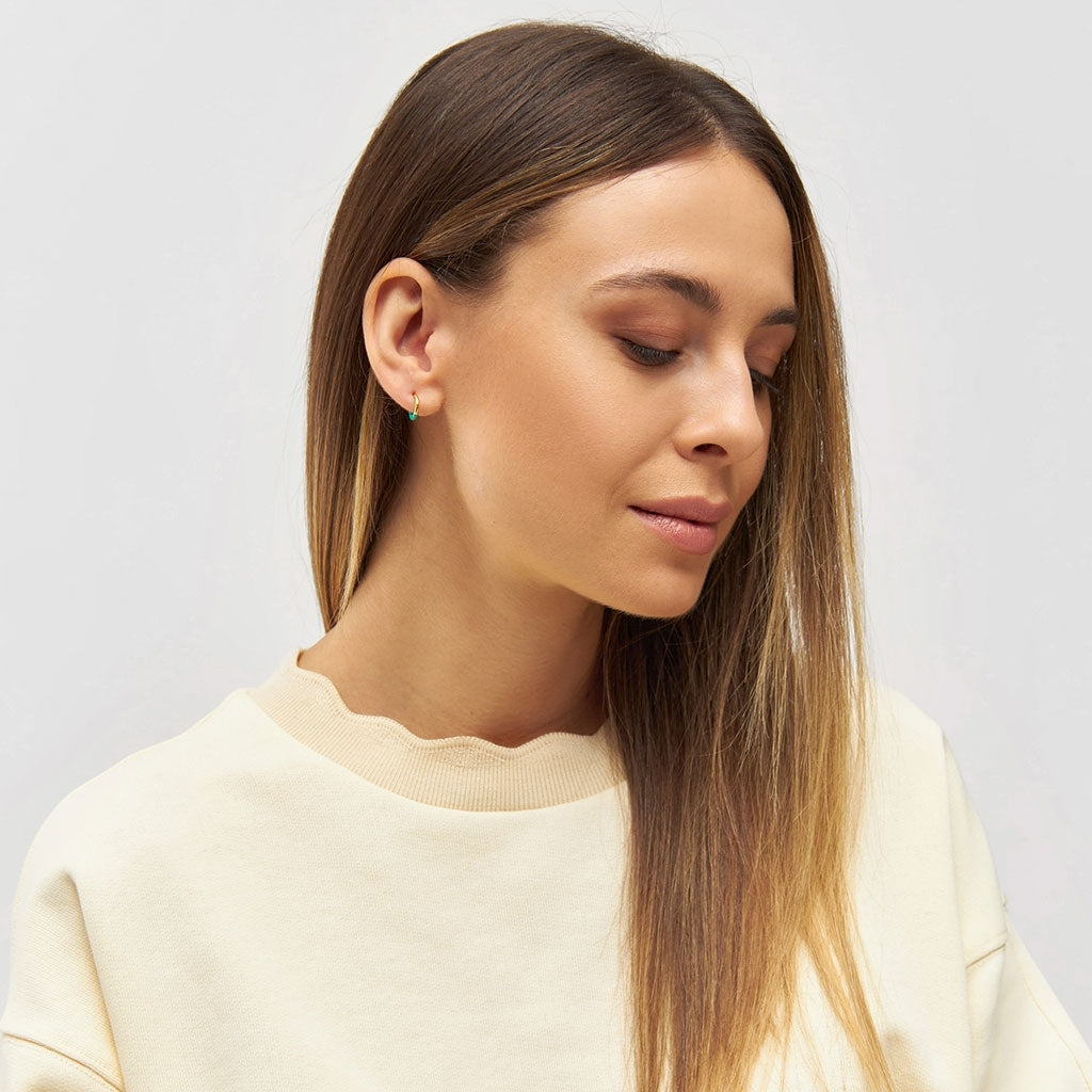 LULU Copenhagen Color Hoop Half Dip 1 stück vergoldet Hoops Hellgrün