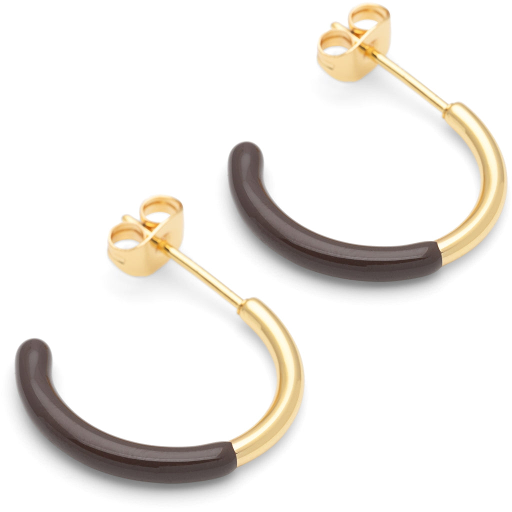 LULU Copenhagen Color Hoop half Dip Medium paar - Vergoldetes Messing Hoops Cocoa Powder