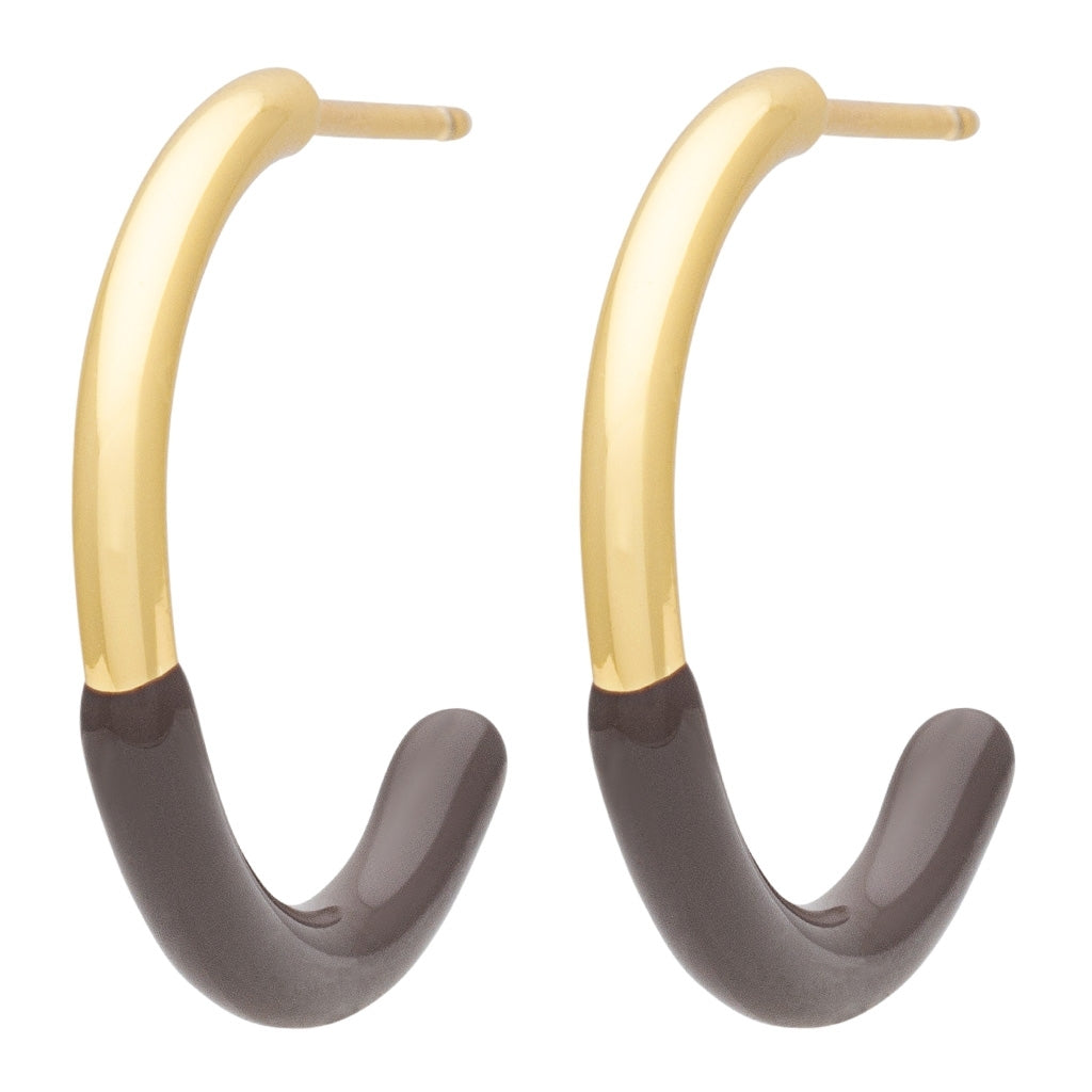 LULU Copenhagen Color Hoop half Dip Medium paar - Vergoldetes Messing Hoops Cocoa Powder