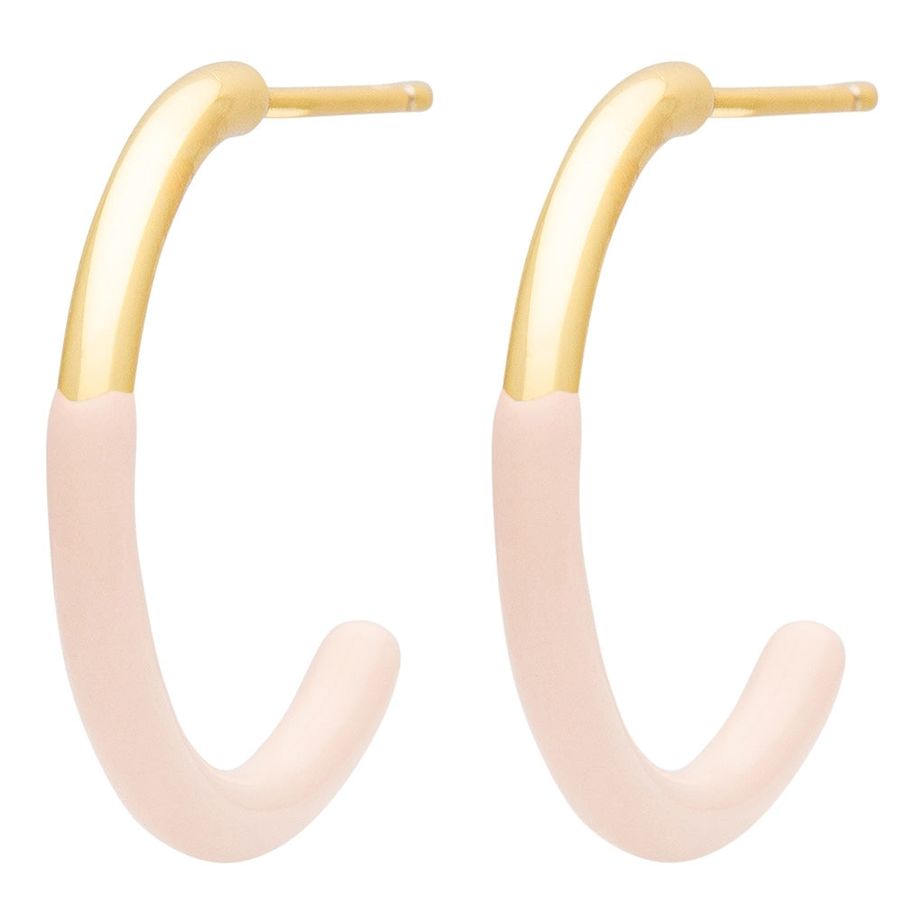 LULU Copenhagen Color Hoop half Dip Medium paar - Vergoldetes Messing Hoops Dusty Peach