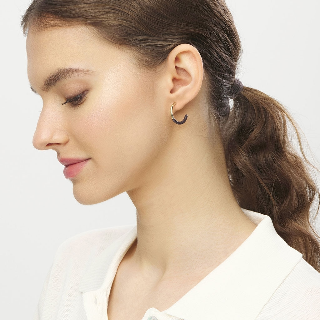 LULU Copenhagen Color Hoop half Dip Medium paar - Versilbert Hoops Cocoa Powder