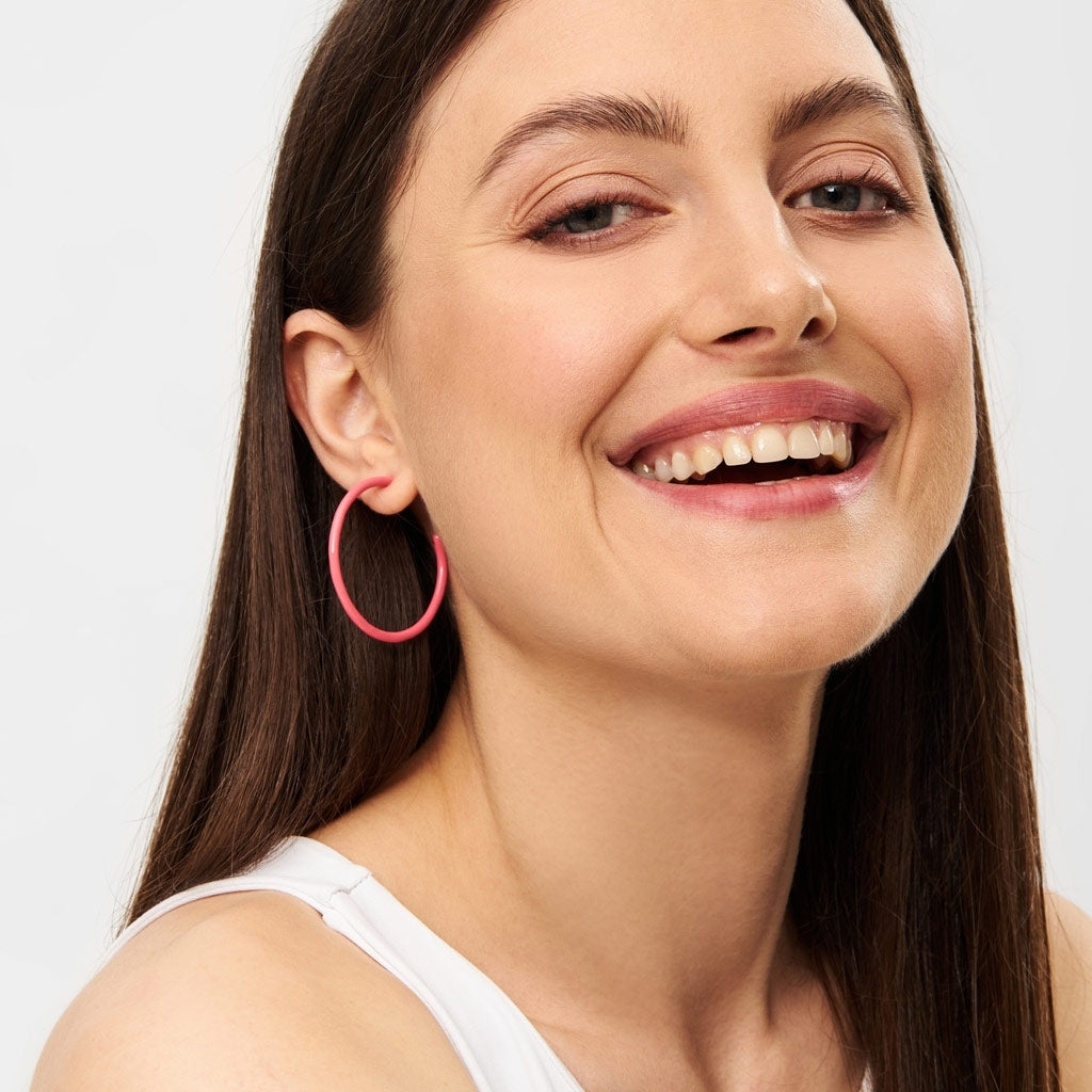 LULU Copenhagen Color Hoops Large paar Hoops Korallenpink