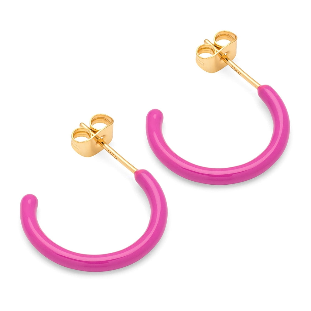 LULU Copenhagen Color Hoops Medium paar Hoops Electric Fuchsia Pink