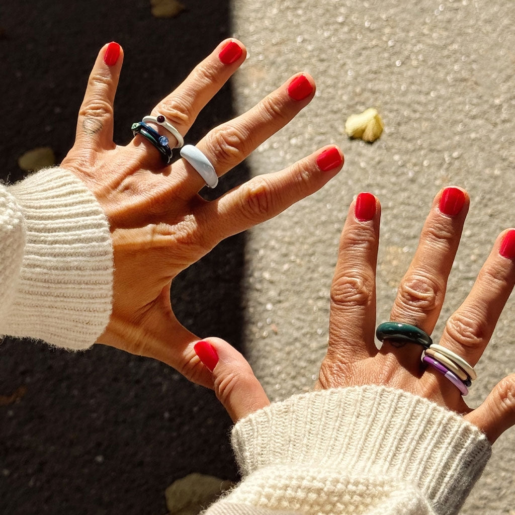 LULU Copenhagen Color Ring Crystal Rings North Sea Green