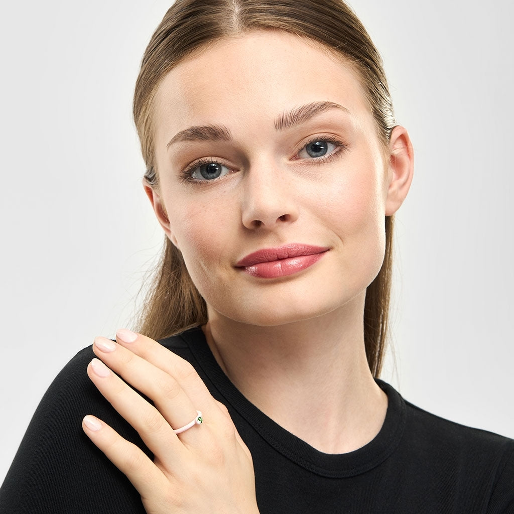 LULU Copenhagen Color Ring Crystal Rings Silk Light Pink