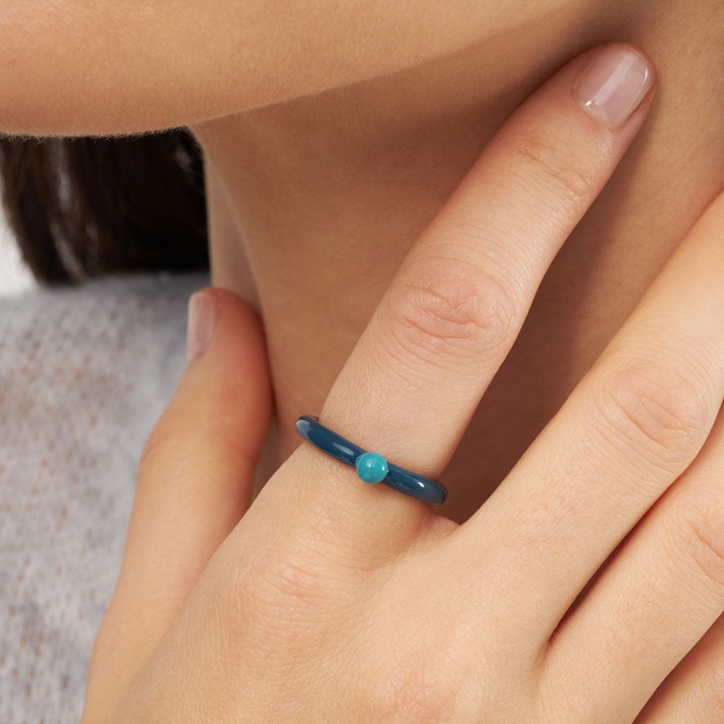 LULU Copenhagen Color Ring Top Rings Retro Dark Blue/Retro Blue