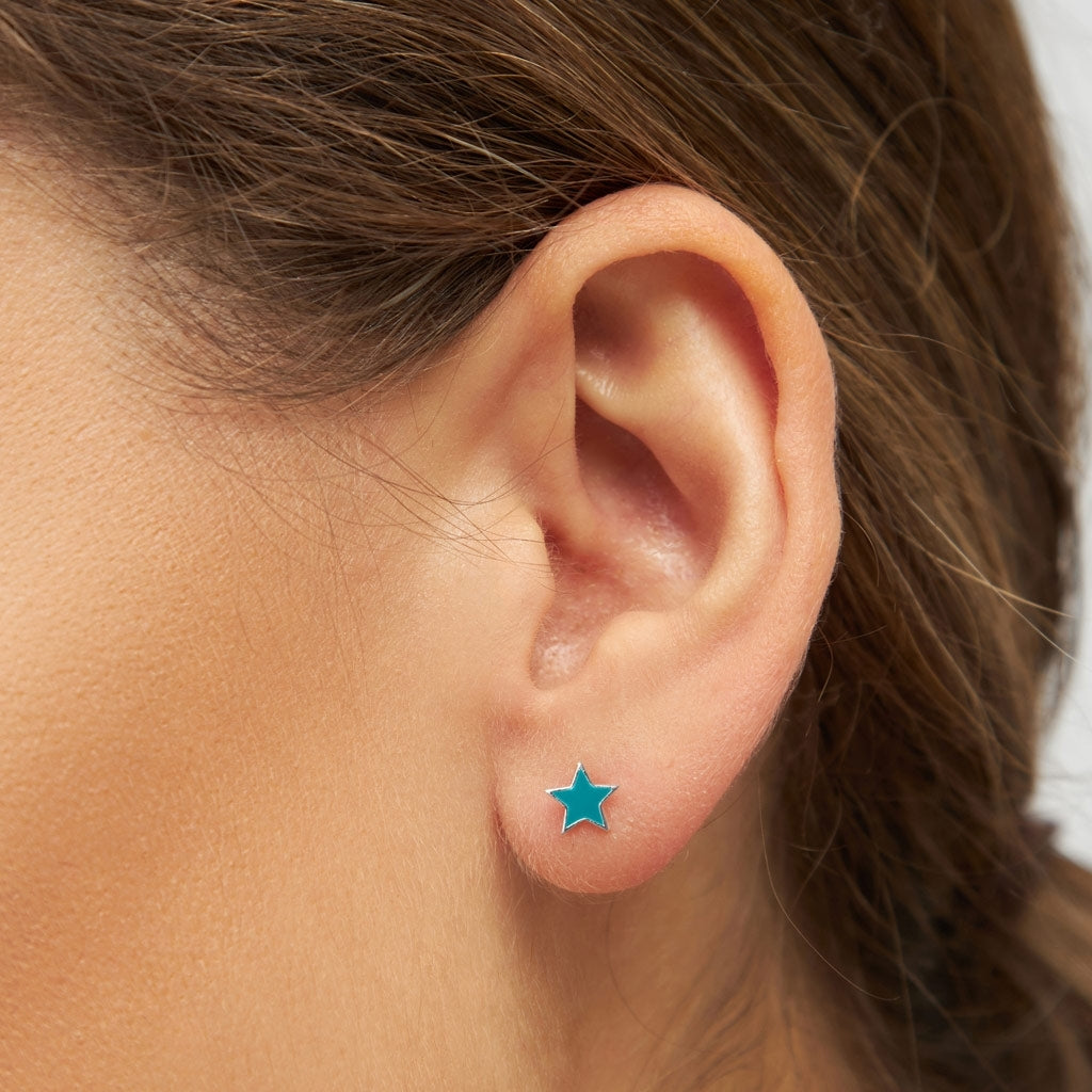 LULU Copenhagen Color Star 1 stück silber Ear stud, 1 pcs Petrol