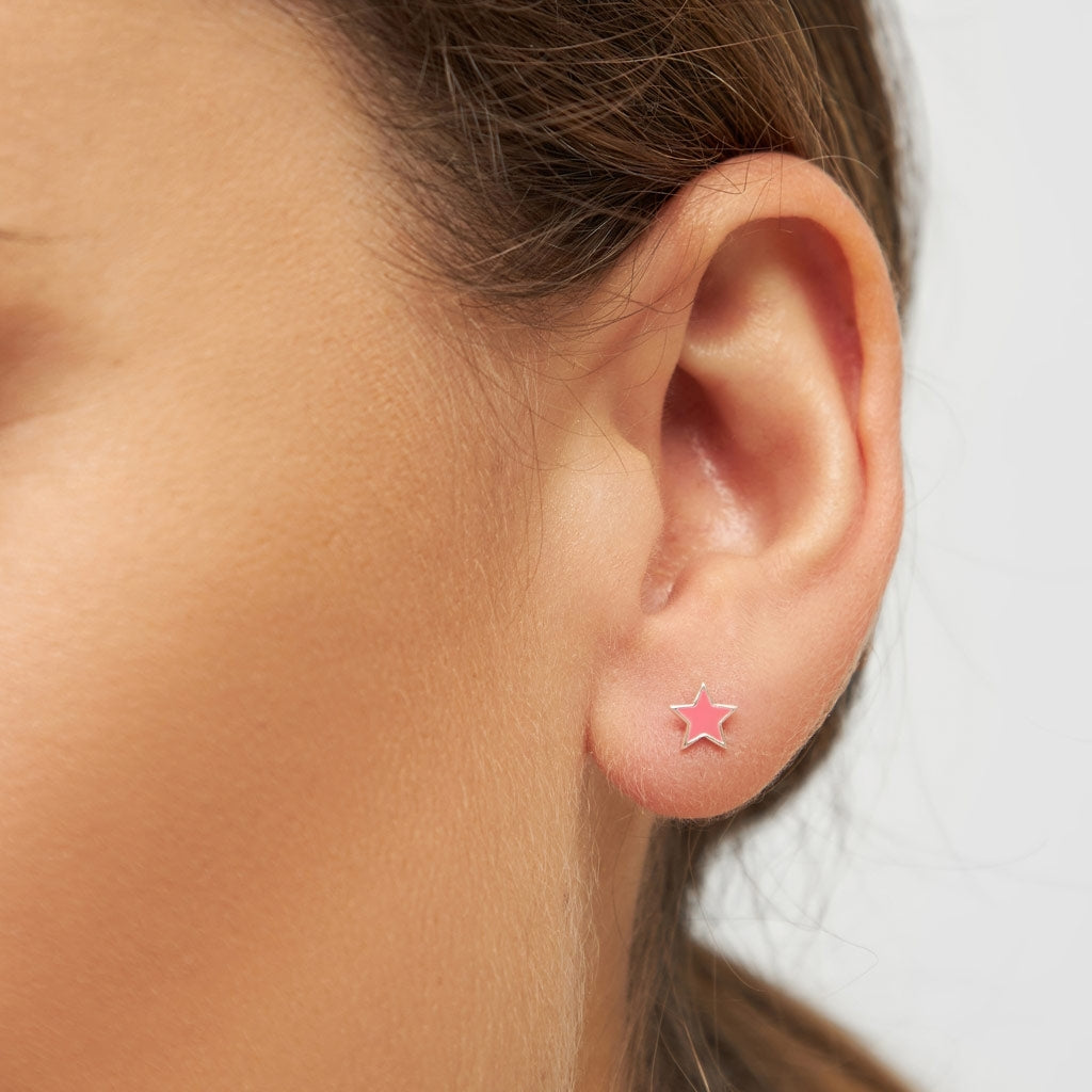 LULU Copenhagen Color Star 1 stück silber Ear stud, 1 pcs Pink