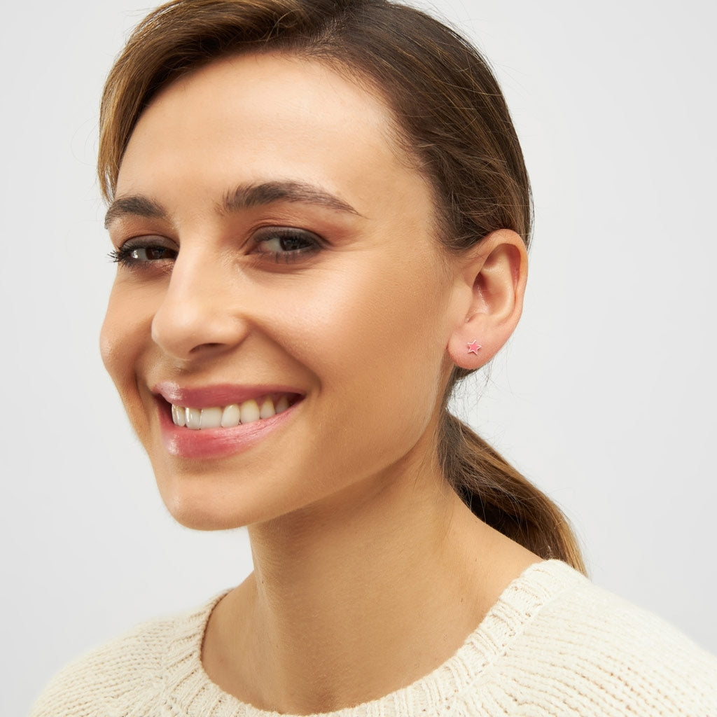 LULU Copenhagen Color Star Ohrring 1 stück silber Ear stud, 1 pcs Pink