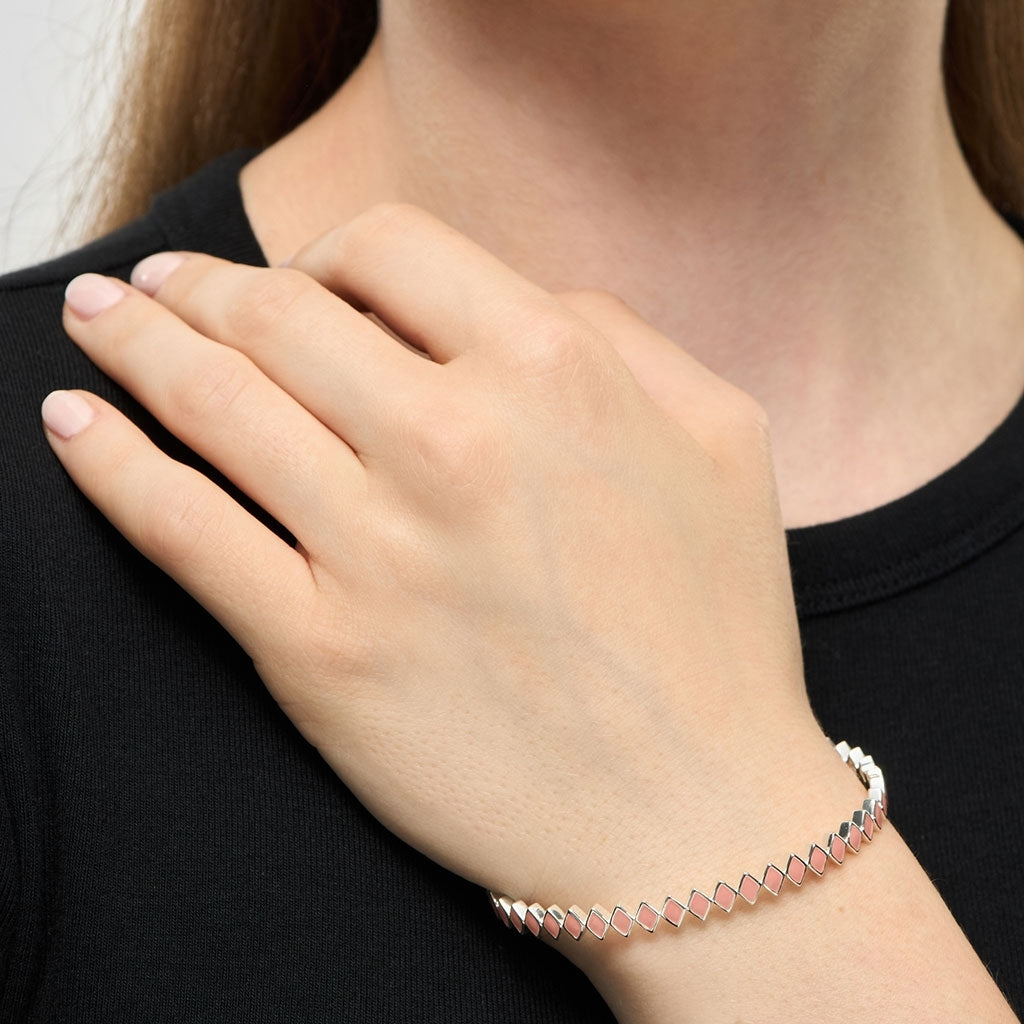 LULU Copenhagen Confetti Bangle - Versilbert Bracelets Burnt Coral