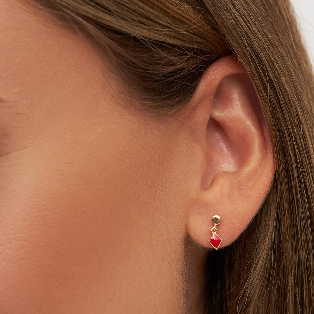LULU Copenhagen Confetti Dangling Ohrring 1 stück vergoldet Ear stud, 1 pcs Passion Red