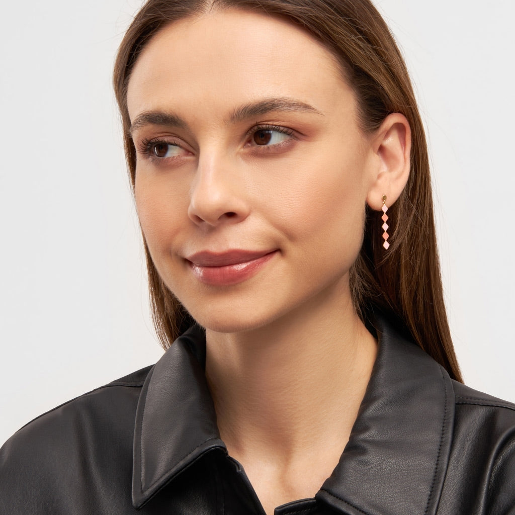 LULU Copenhagen Confetti Long Ohrring 1 stück vergoldet Ear stud, 1 pcs Orange Coral - Light Pink