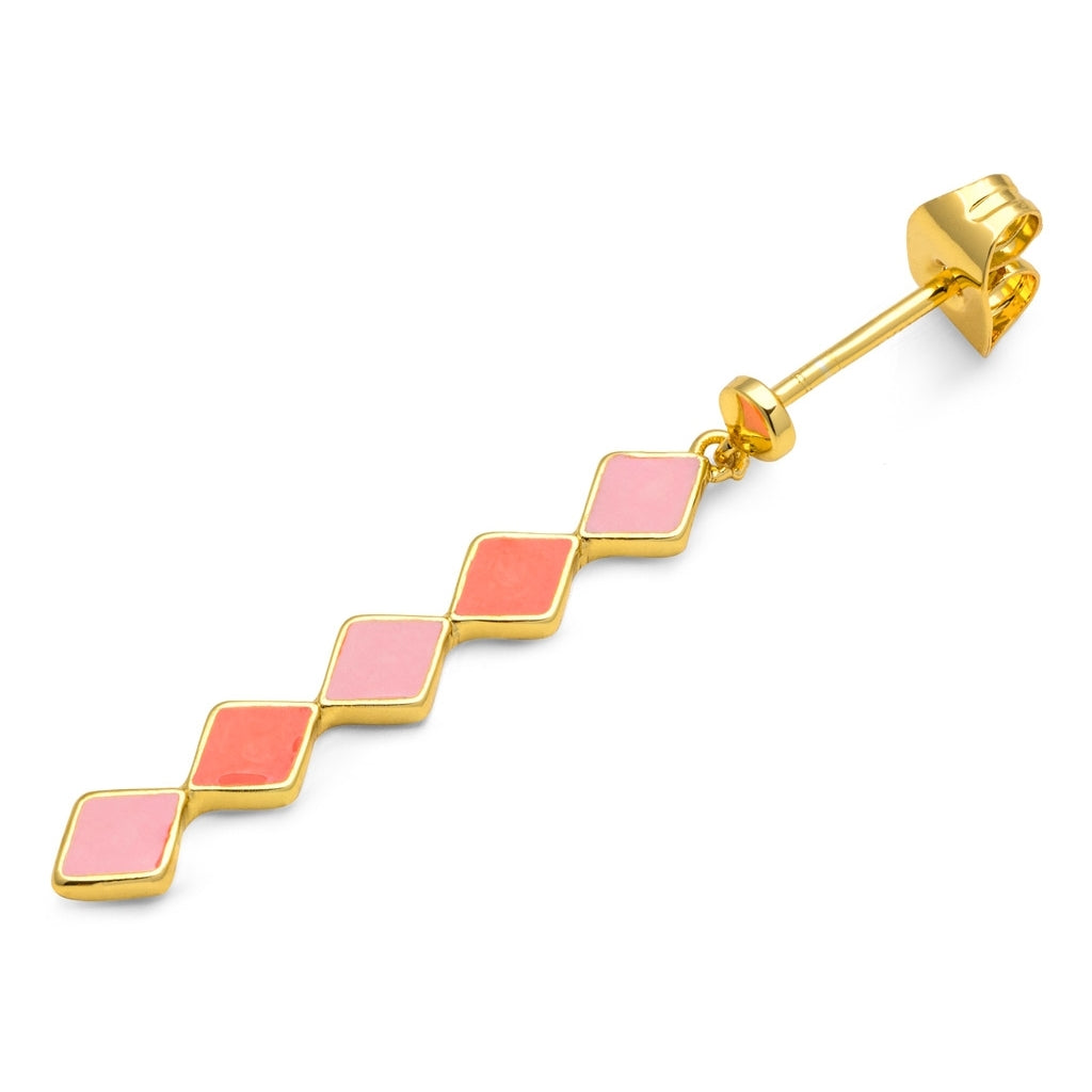 LULU Copenhagen Confetti Long Ohrring 1 stück vergoldet Ear stud, 1 pcs Orange Coral - Light Pink