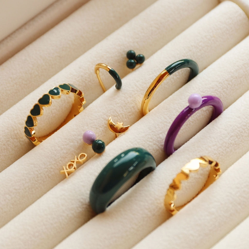 LULU Copenhagen Connected Hearts Ring Rings North Sea Green