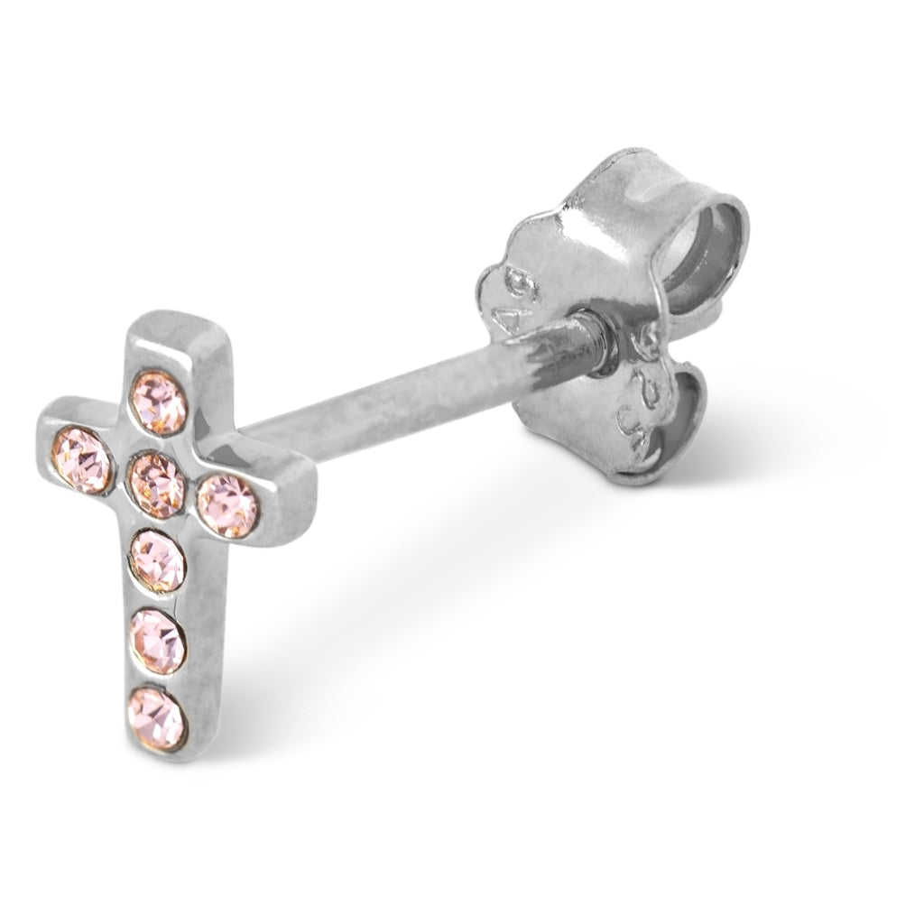 LULU Copenhagen Cross Crystal Ohrring 1 stück silber Ear stud, 1 pcs Rose