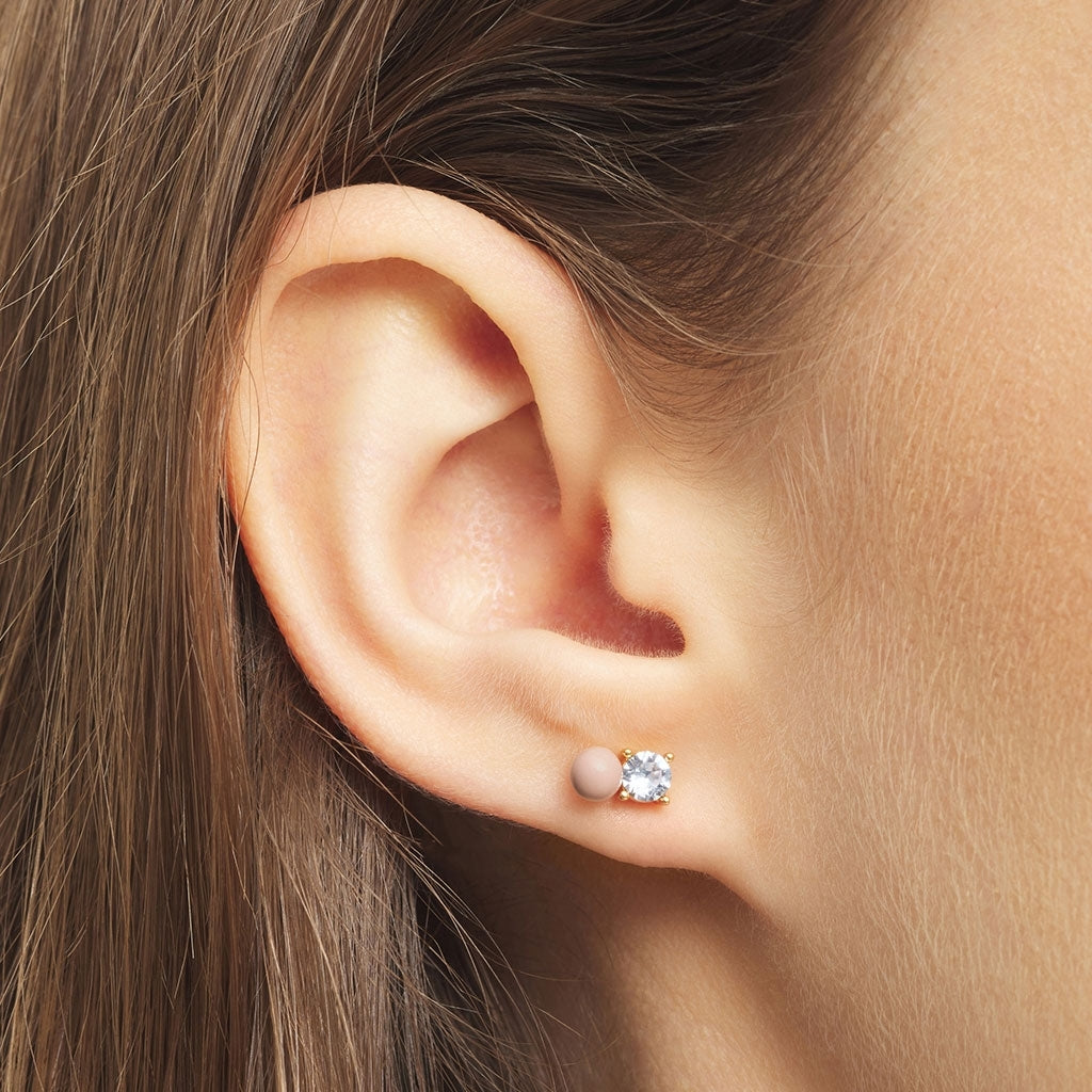 LULU Copenhagen Diamond Eye 1 stück Ear stud, 1 pcs Dusty Peach/Crystal