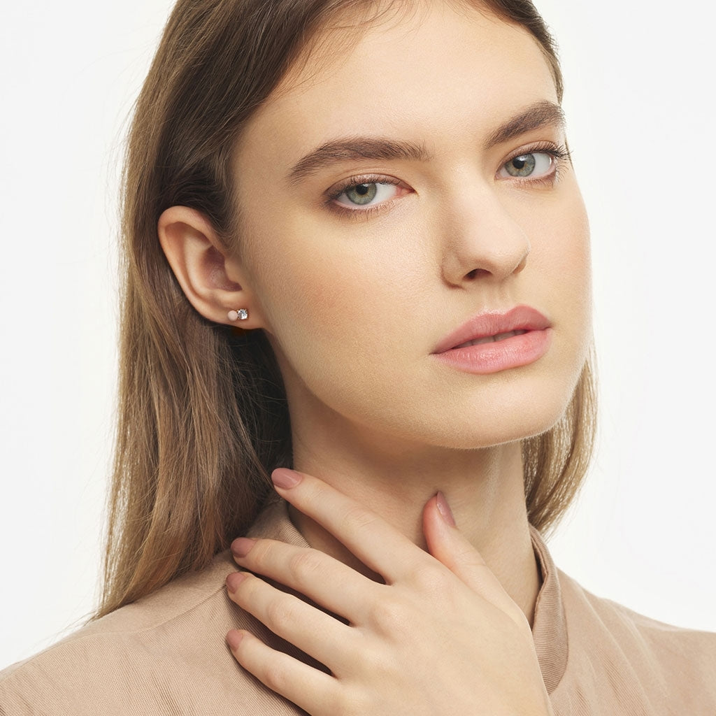 LULU Copenhagen Diamond Eye 1 stück Ear stud, 1 pcs Dusty Peach/Crystal