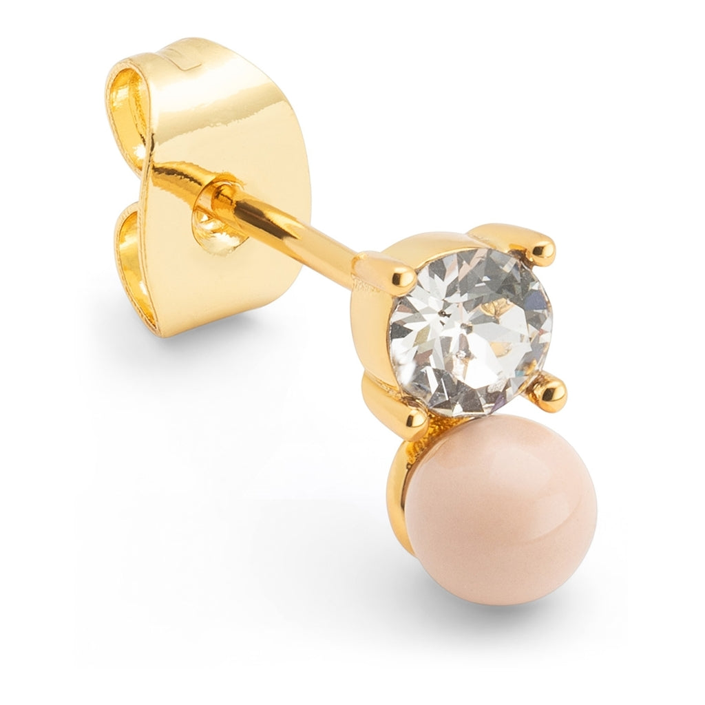 LULU Copenhagen Diamond Eye 1 stück Ear stud, 1 pcs Dusty Peach/Crystal