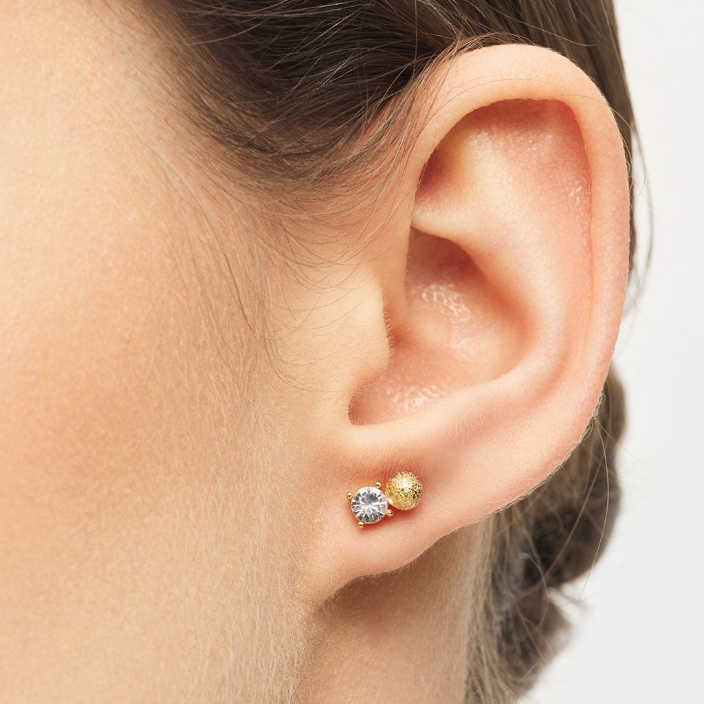 LULU Copenhagen Diamond Eye 1 stück Ear stud, 1 pcs Gold Plated/Crystal