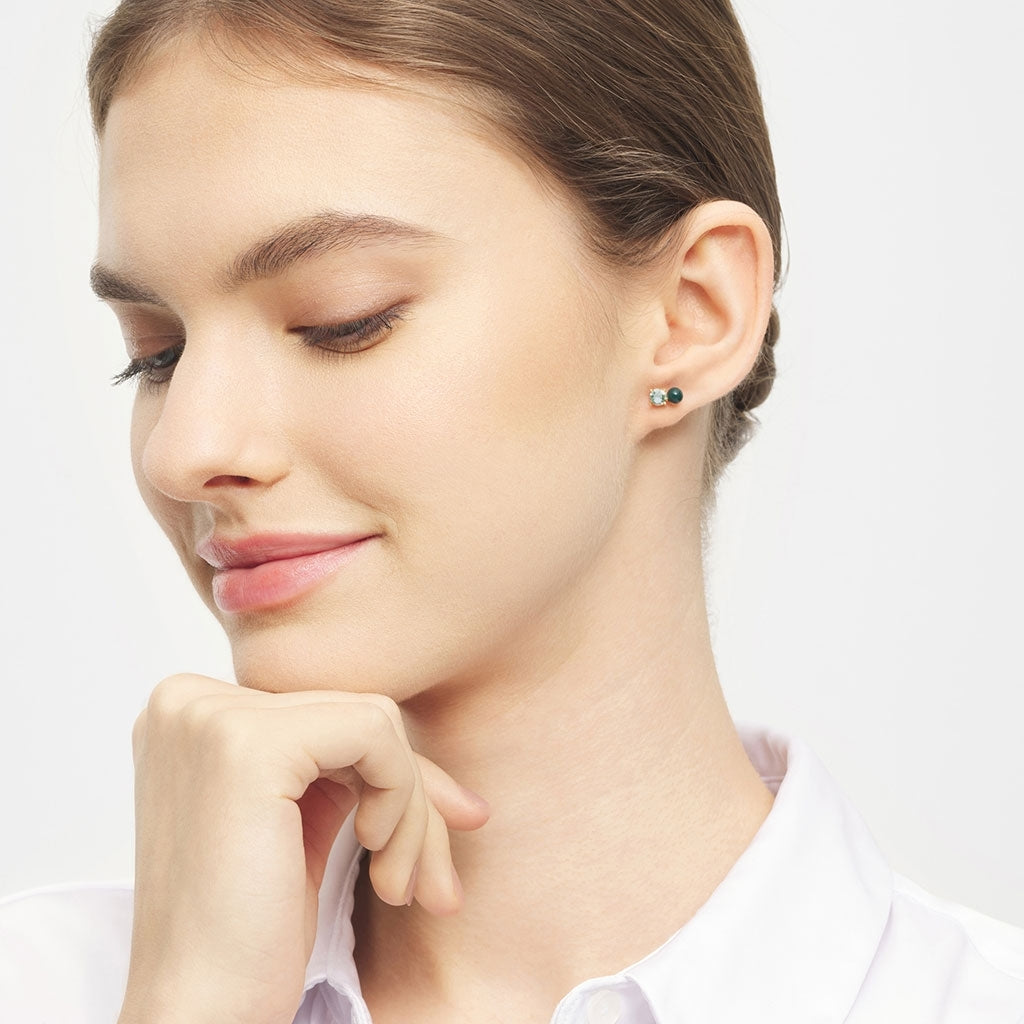 LULU Copenhagen Diamond Eye 1 stück Ear stud, 1 pcs North sea green/Chrysolite