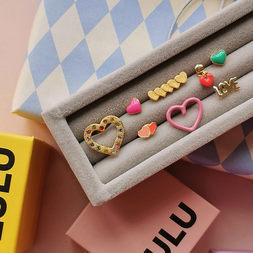 LULU Copenhagen Domino Hearts 2 Ohrring 1 stück Ear stud, 1 pcs Vergoldet