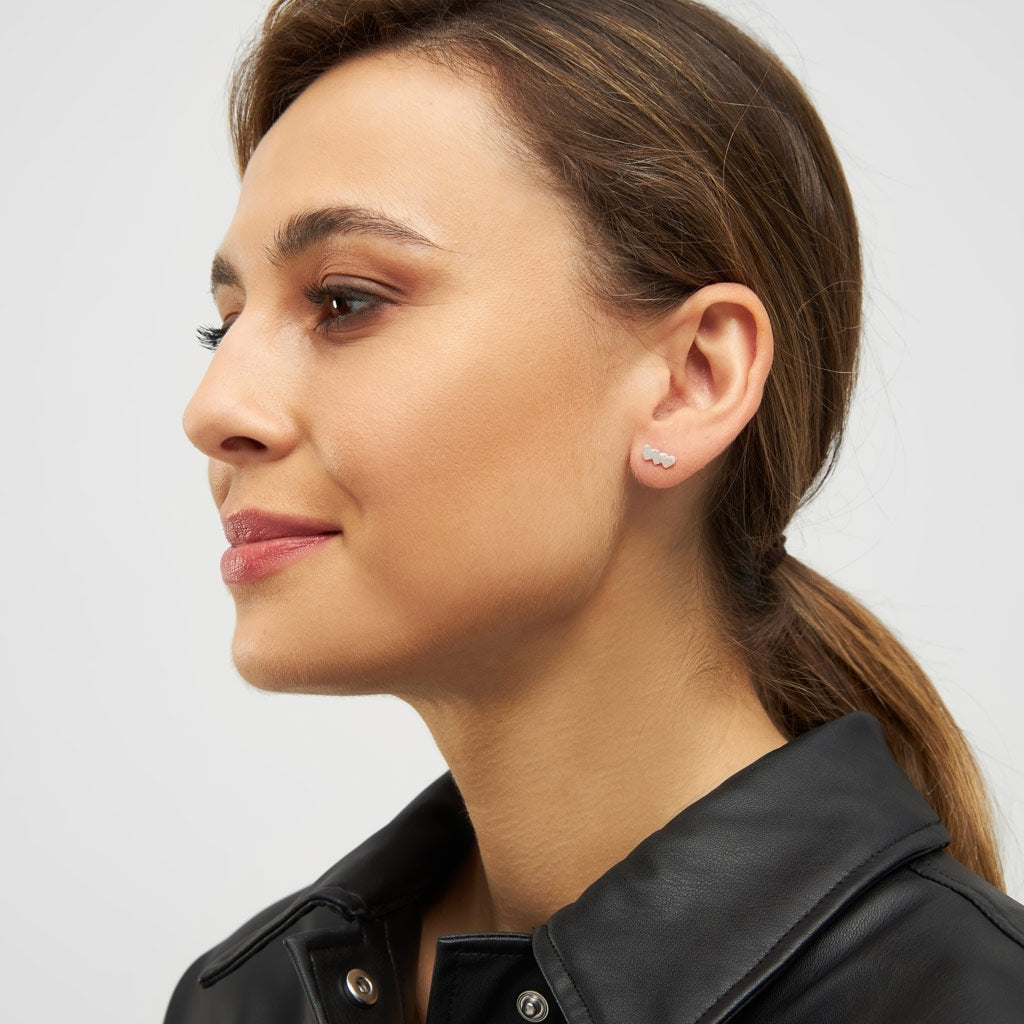 LULU Copenhagen Domino Hearts 3 Ohrring 1 stück Ear stud, 1 pcs Silber