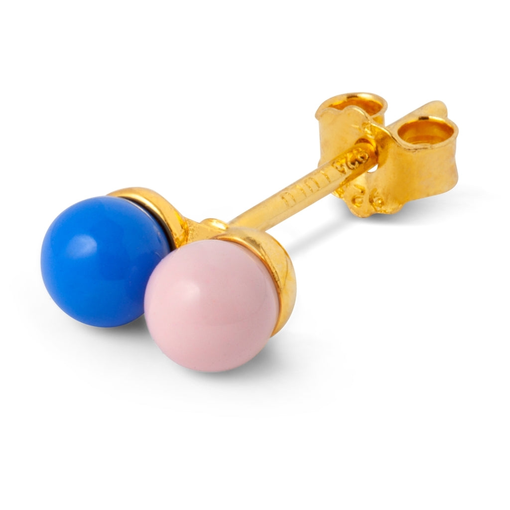 LULU Copenhagen Double Color Ball Ohrring 1 stück Ear stud, 1 pcs Blue/Light Pink