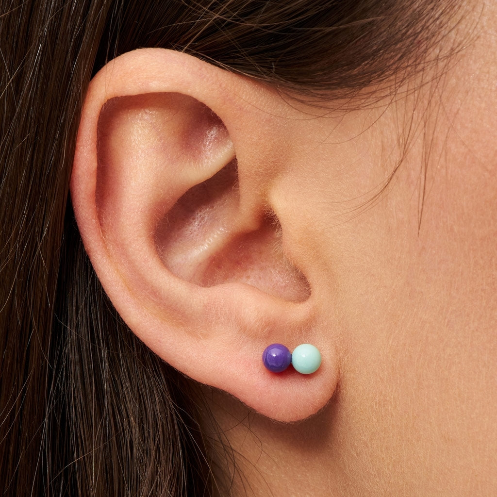 LULU Copenhagen Double Color Ball Ohrring 1 stück Ear stud, 1 pcs Deep Purple - Mint